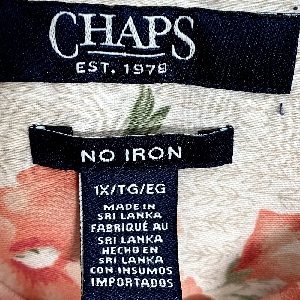 Chaps Womens Button Up Top Size 1X Floral Long Sleeve Cottagecore No Iron Office - Picture 3 of 8